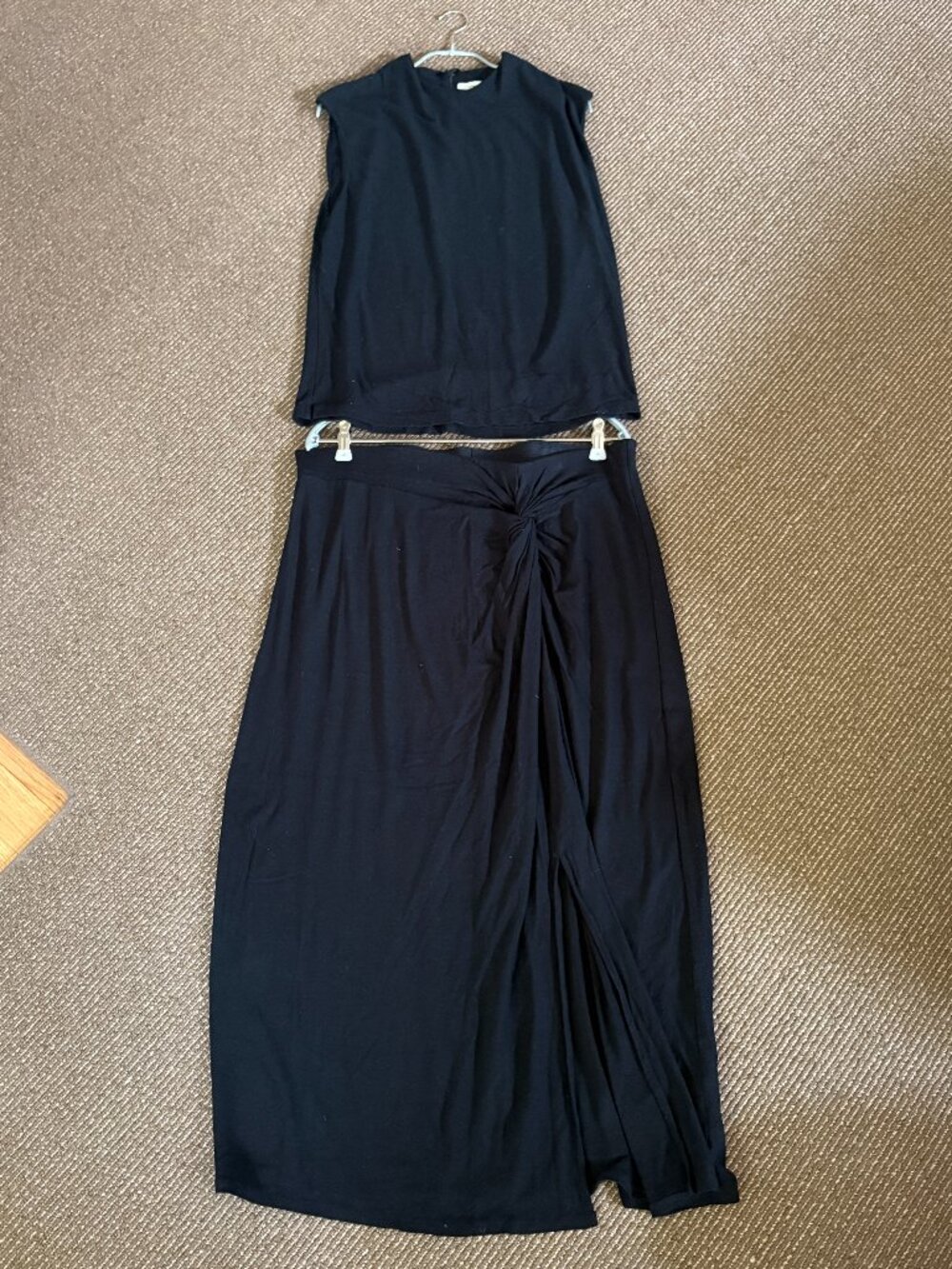 Vince black skirt & top set, black, XL